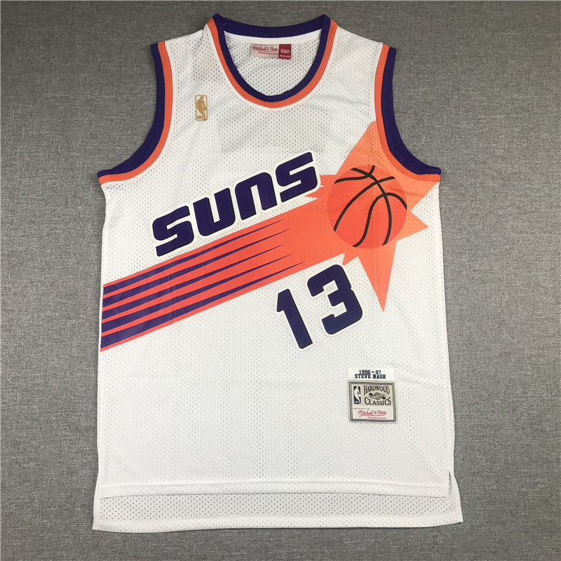 Men's Phoenix Suns Steve Nash #13 White 1996-97 Throwback Stitched Jerseys