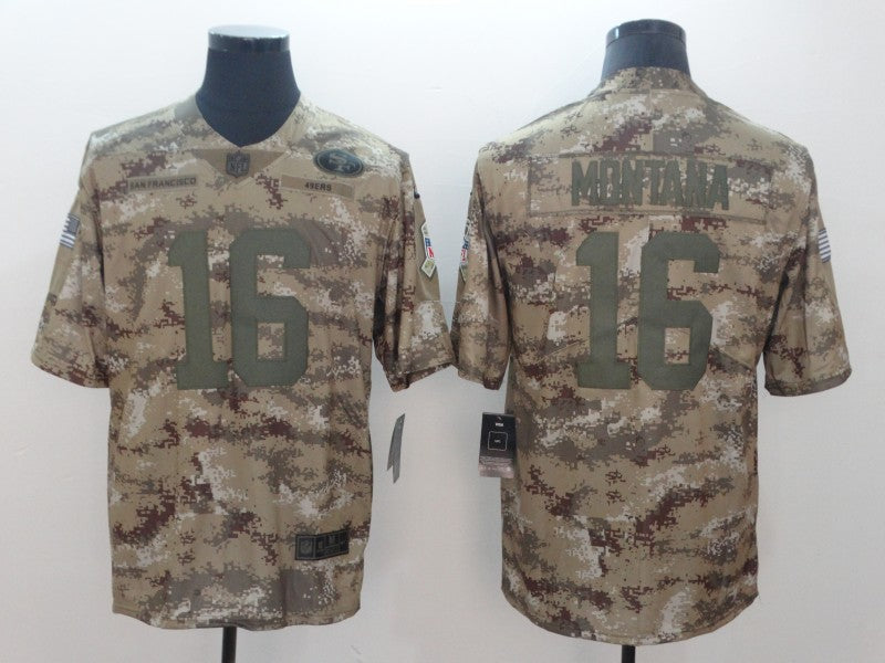 Men's San Francisco 49ers Joe Montana #16 Camouflage Game Jerseys