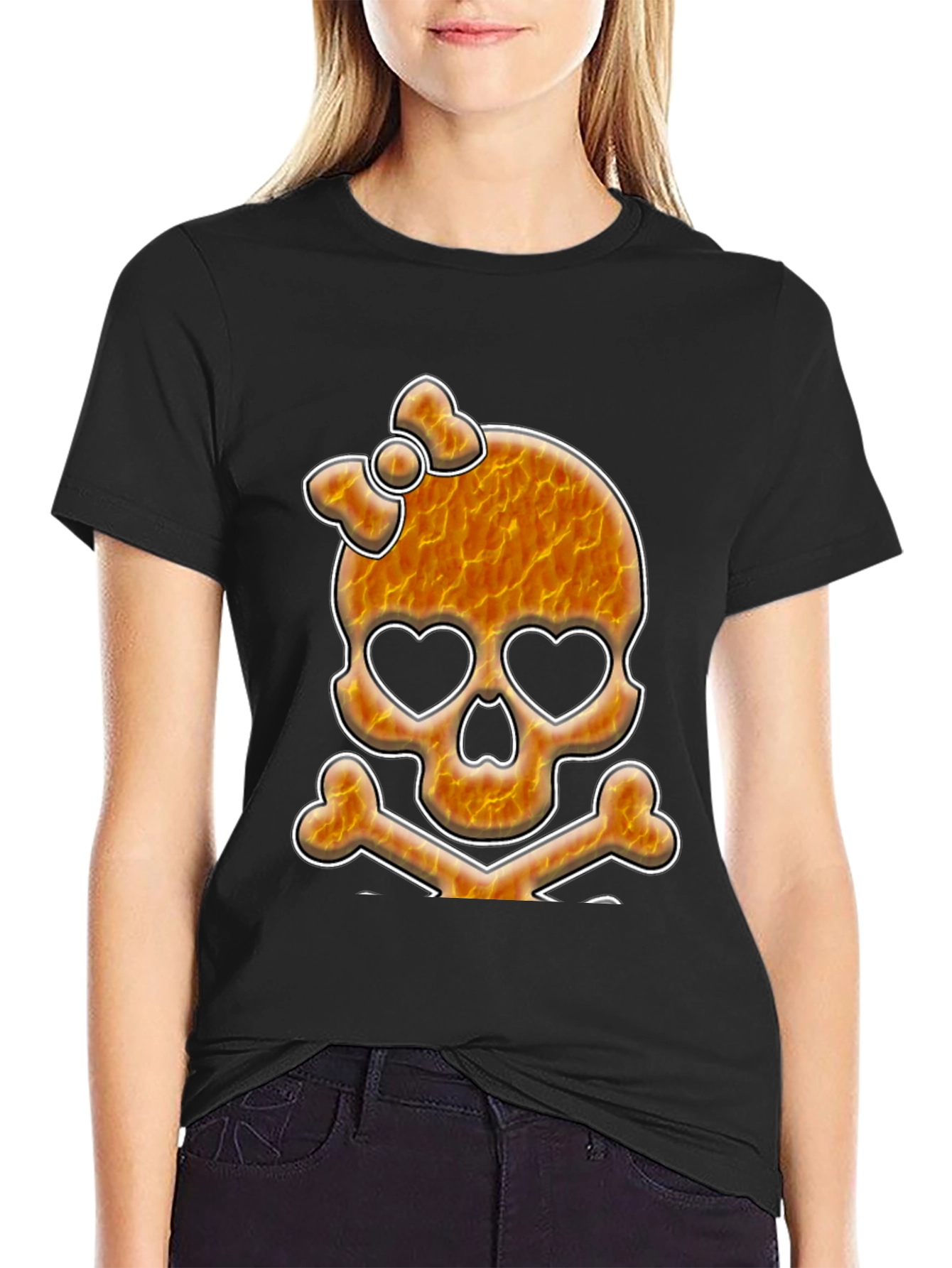 Skull & Crossbones Graphic Tee - Heart Eyes