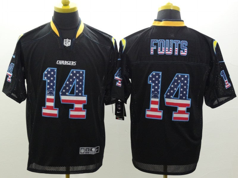 Men's Los Angeles Chargers Dan Fouts #14 Black Game Jerseys