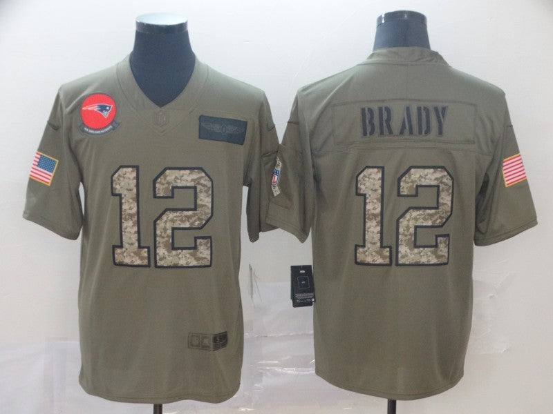 Men's New England Patriots Tom Brady #12 Brown Player Game Jerseys