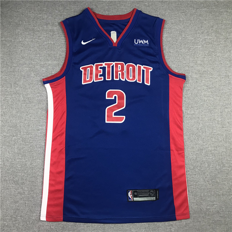 Men's Detroit Pistons Cade Cunningham #2 Blue 2021 Fast Break Replica Jerseys
