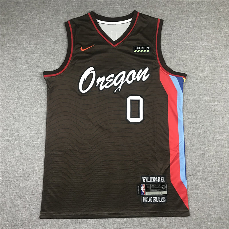 Men's Portland Trail Blazers Damian Lillard Brown Swingman Jerseys City Edition