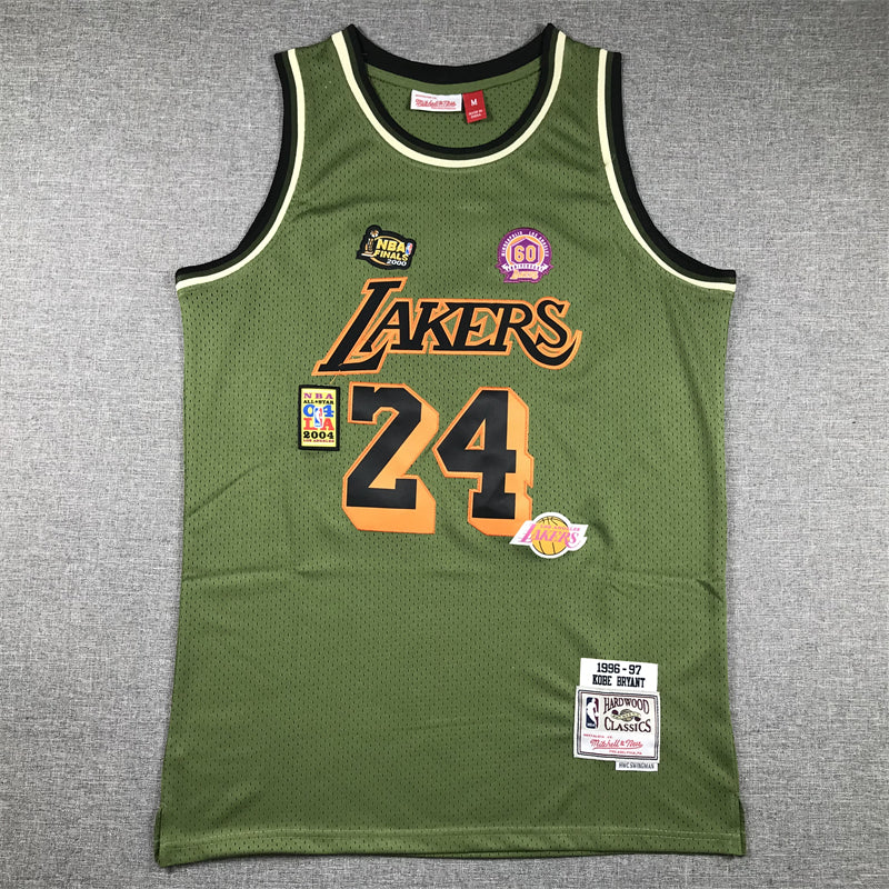 Men's Los Angeles Lakers Kobe Bryant #24 Army Green 1996-97 Hardwood Classics Swingman Jerseys