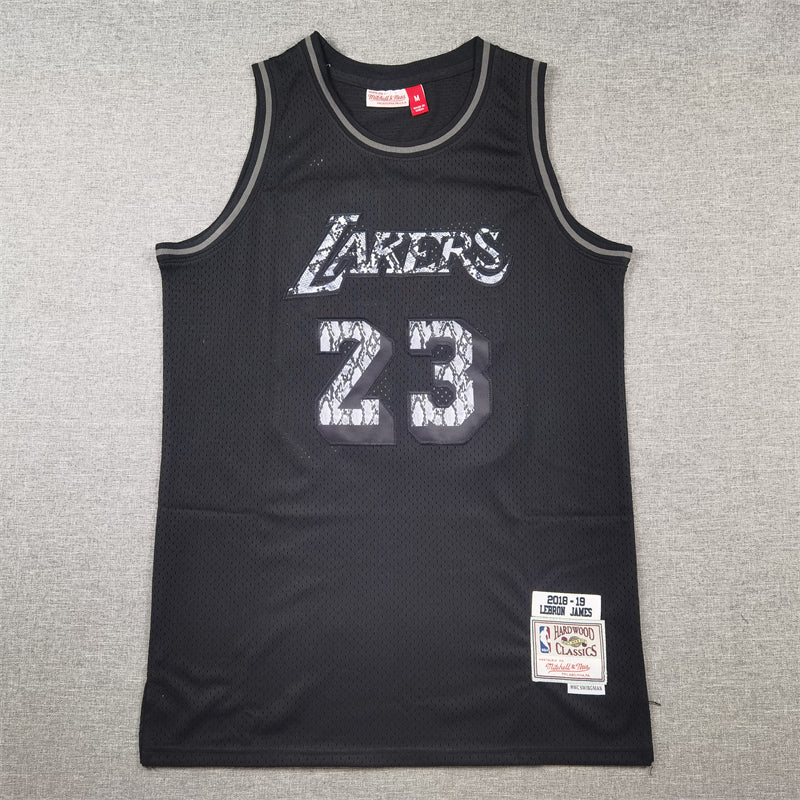 Men's Los Angeles Lakers LeBron James #23 Black 2018/19 Hardwood Classics Swingman Jerseys