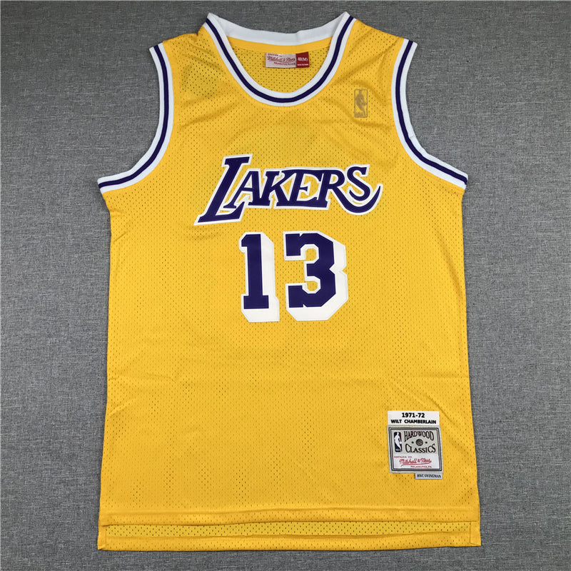 Men's Los Angeles Lakers Wilt Chamberlain #13 Yellow Classics Swingman Jerseys