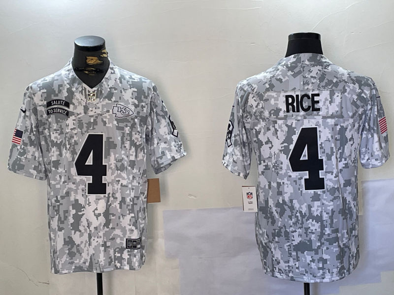Men's Kansas City Chiefs Rashee Rice #4 Arctic Camo 2024 Salute to Service Limited Jerseys