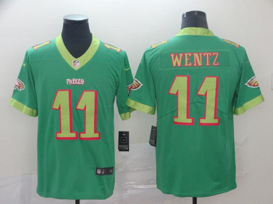 Men's Philadelphia Eagles Carson Wentz #11 Green Game Jerseys City Edition