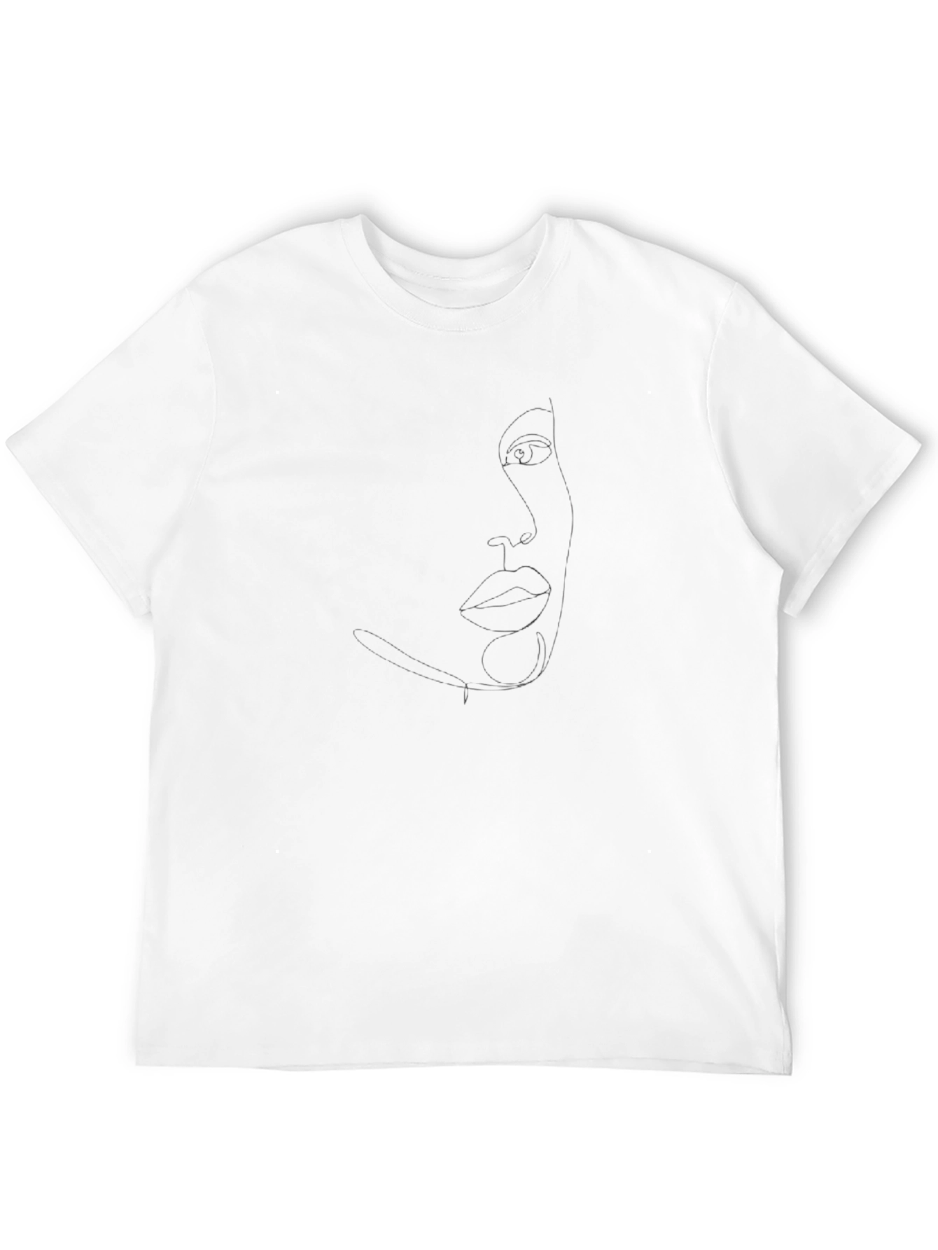 Abstract Face Line Art Black T-Shirt