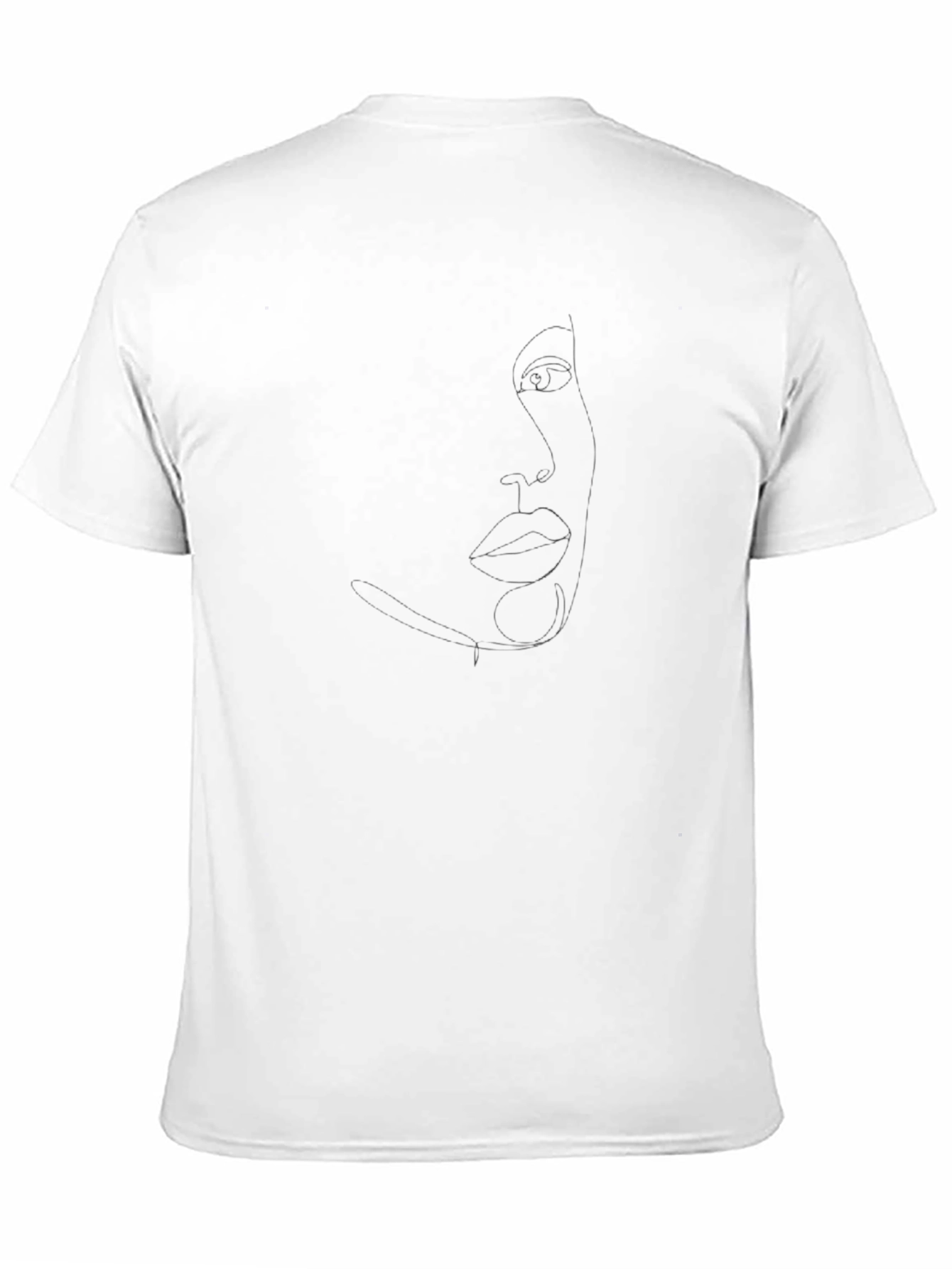 Abstract Face Line Art Black T-Shirt