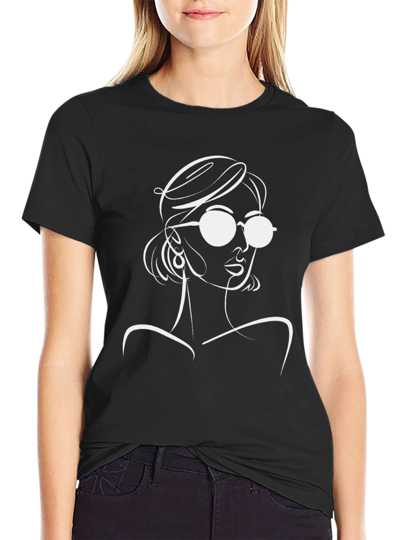 Stylish Black T-Shirt with Woman Graphic