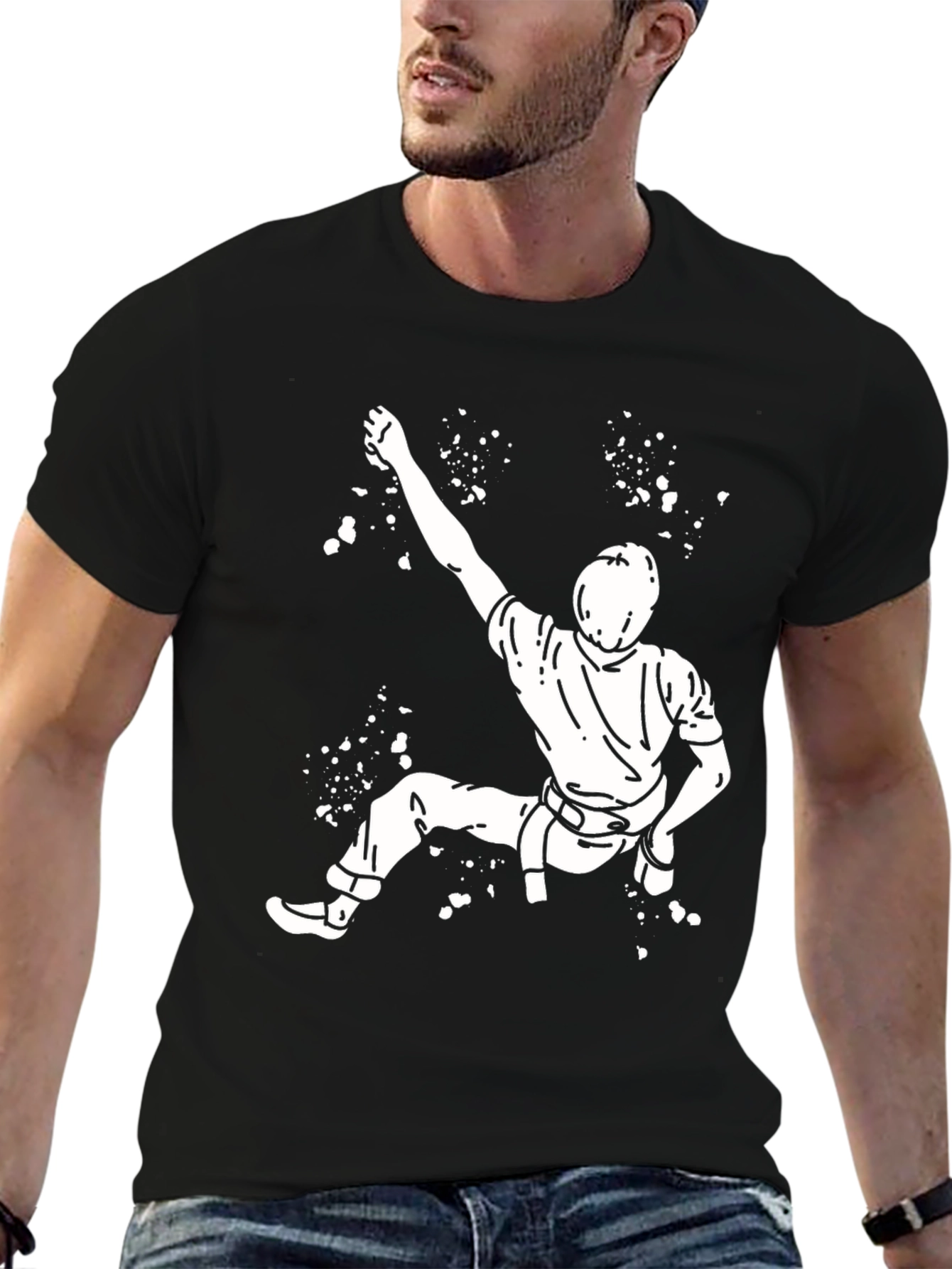Climbing Graphic Tee - Black Cotton T-Shirt