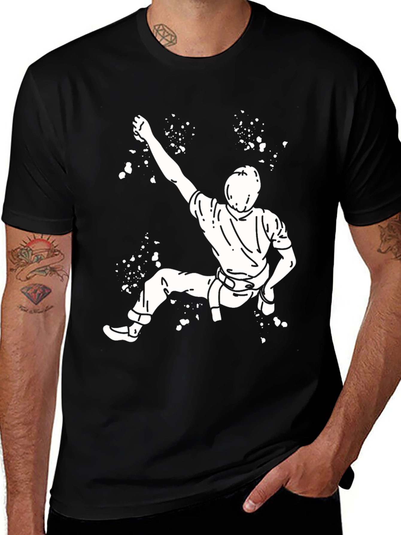 Climbing Graphic Tee - Black Cotton T-Shirt