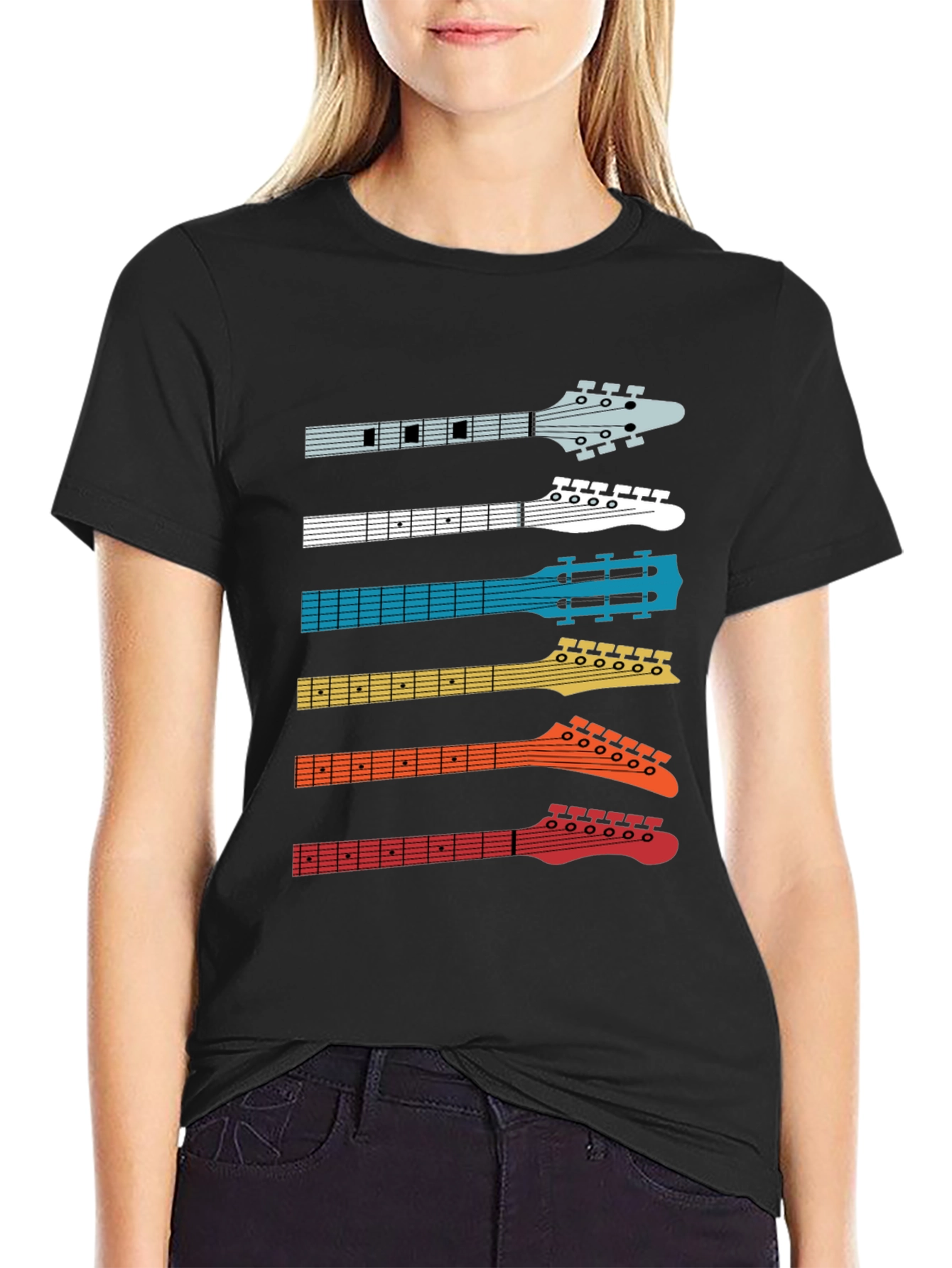 Retro Guitar Headstock T-Shirt - Musician Tee