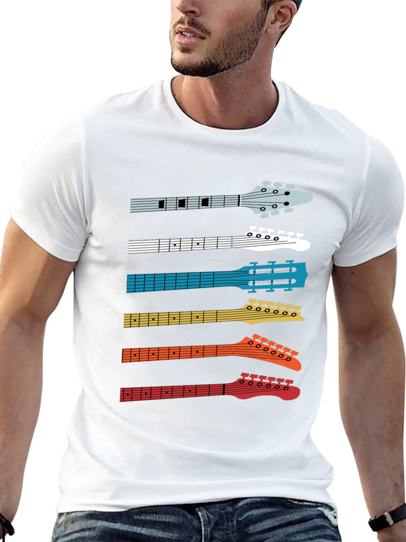 Retro Guitar Headstock T-Shirt - Musician Tee