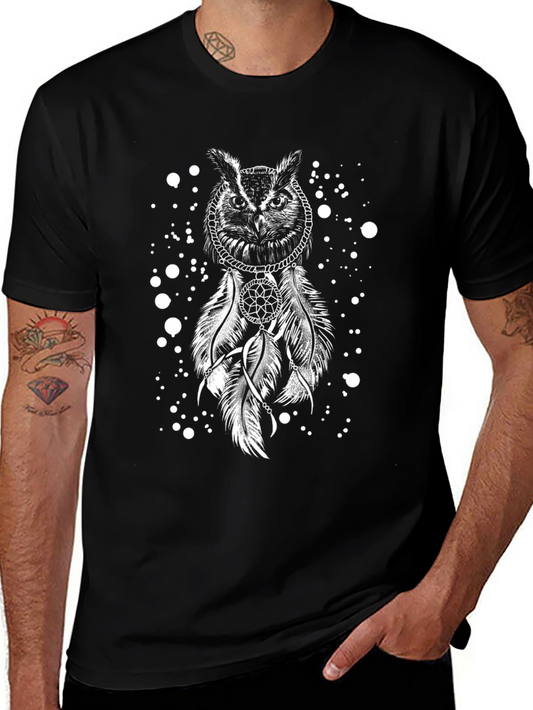 Owl Dreamcatcher Graphic Black T-Shirt