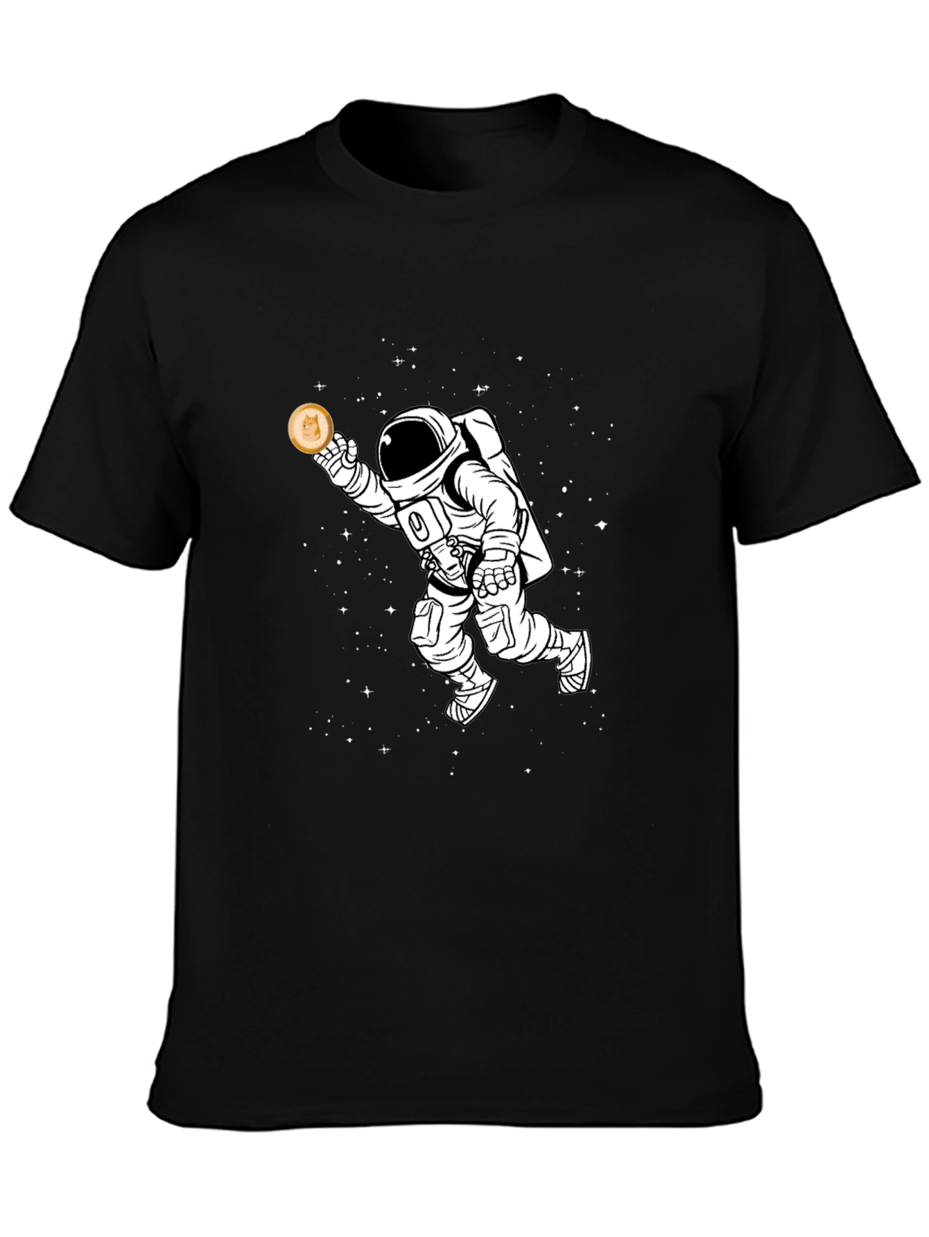 Astronaut Holding Crypto Coin Black T-Shirt