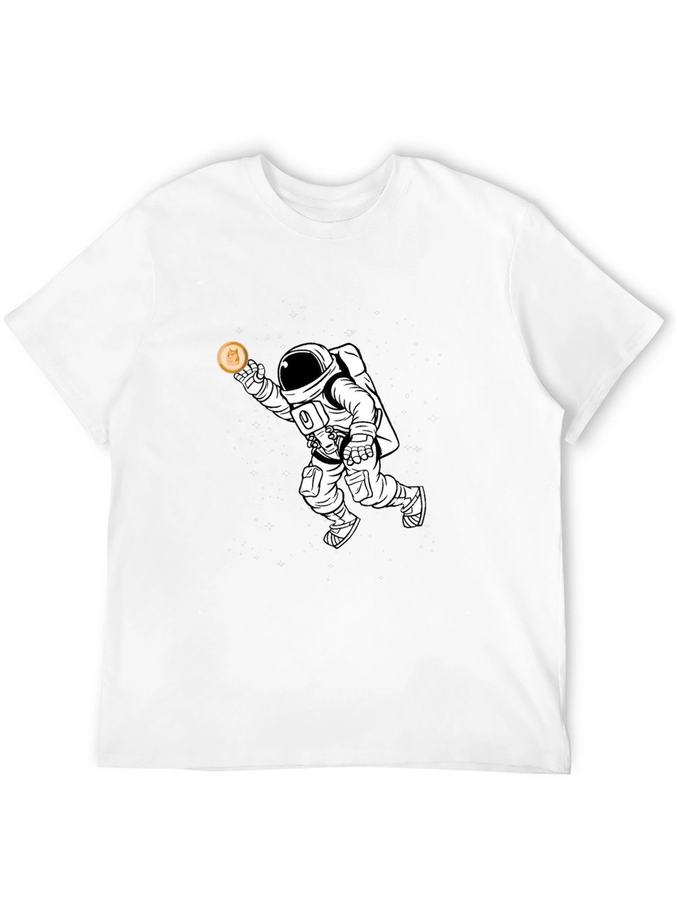 Astronaut Holding Crypto Coin Black T-Shirt