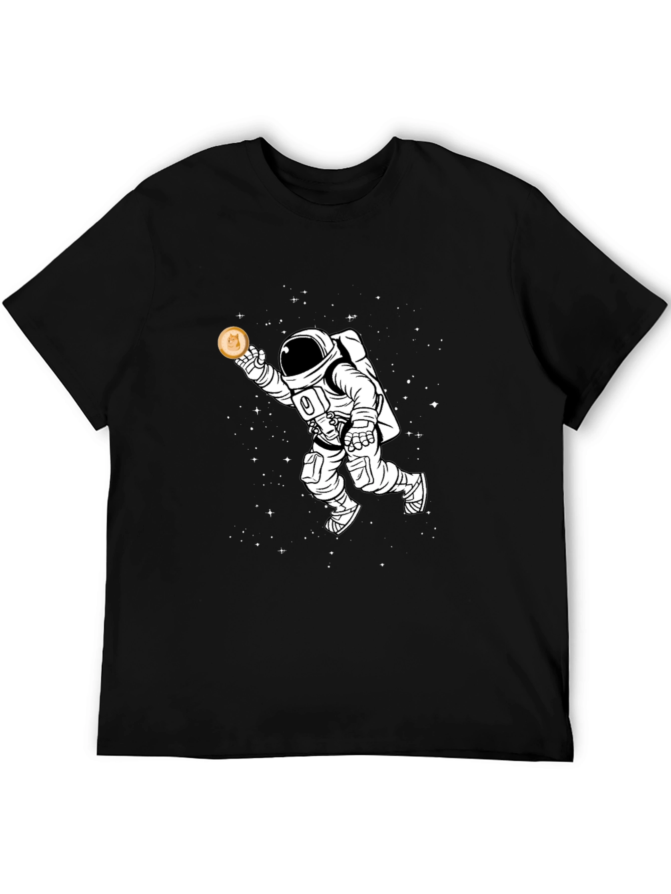 Astronaut Holding Crypto Coin Black T-Shirt