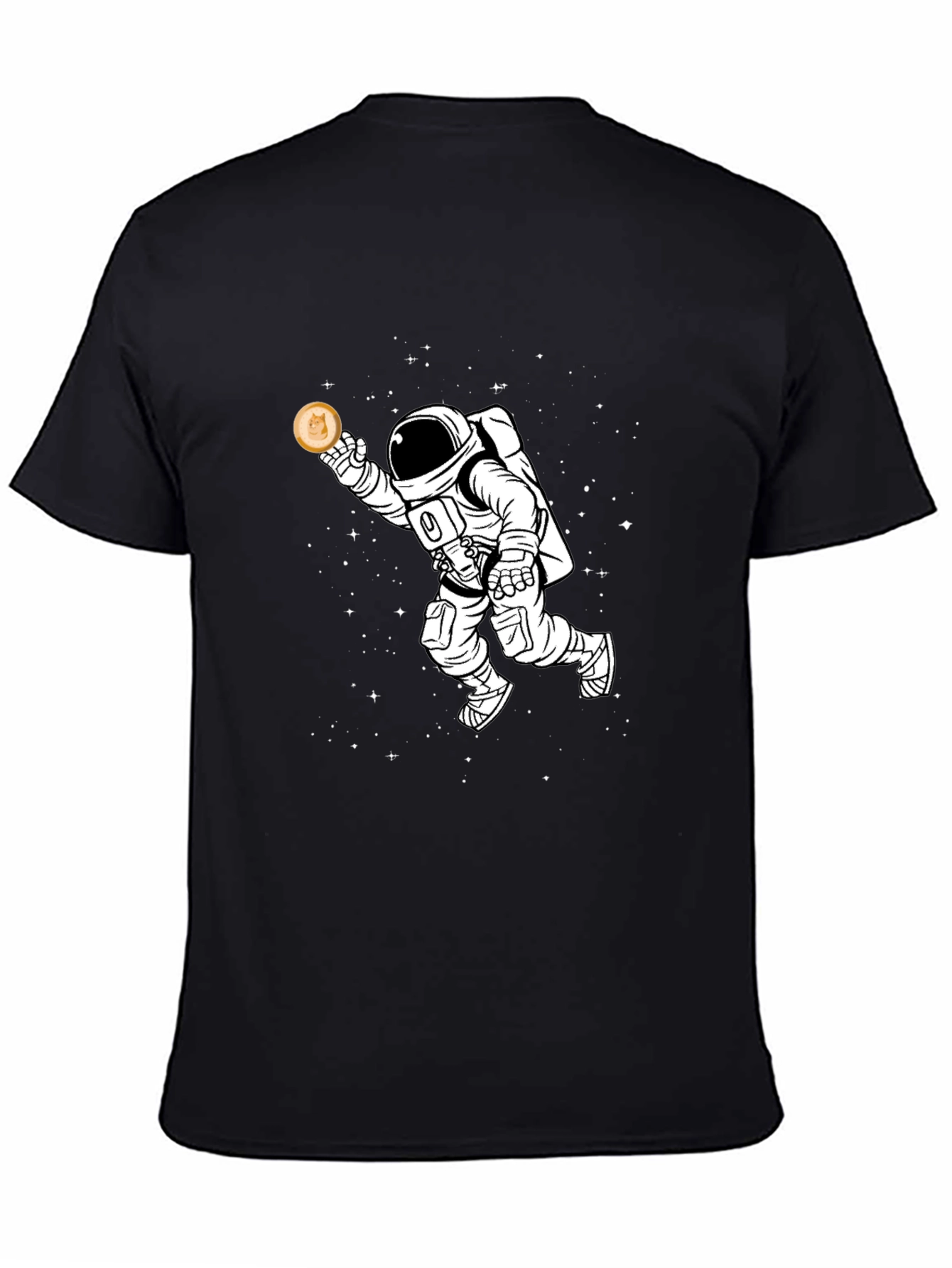 Astronaut Holding Crypto Coin Black T-Shirt