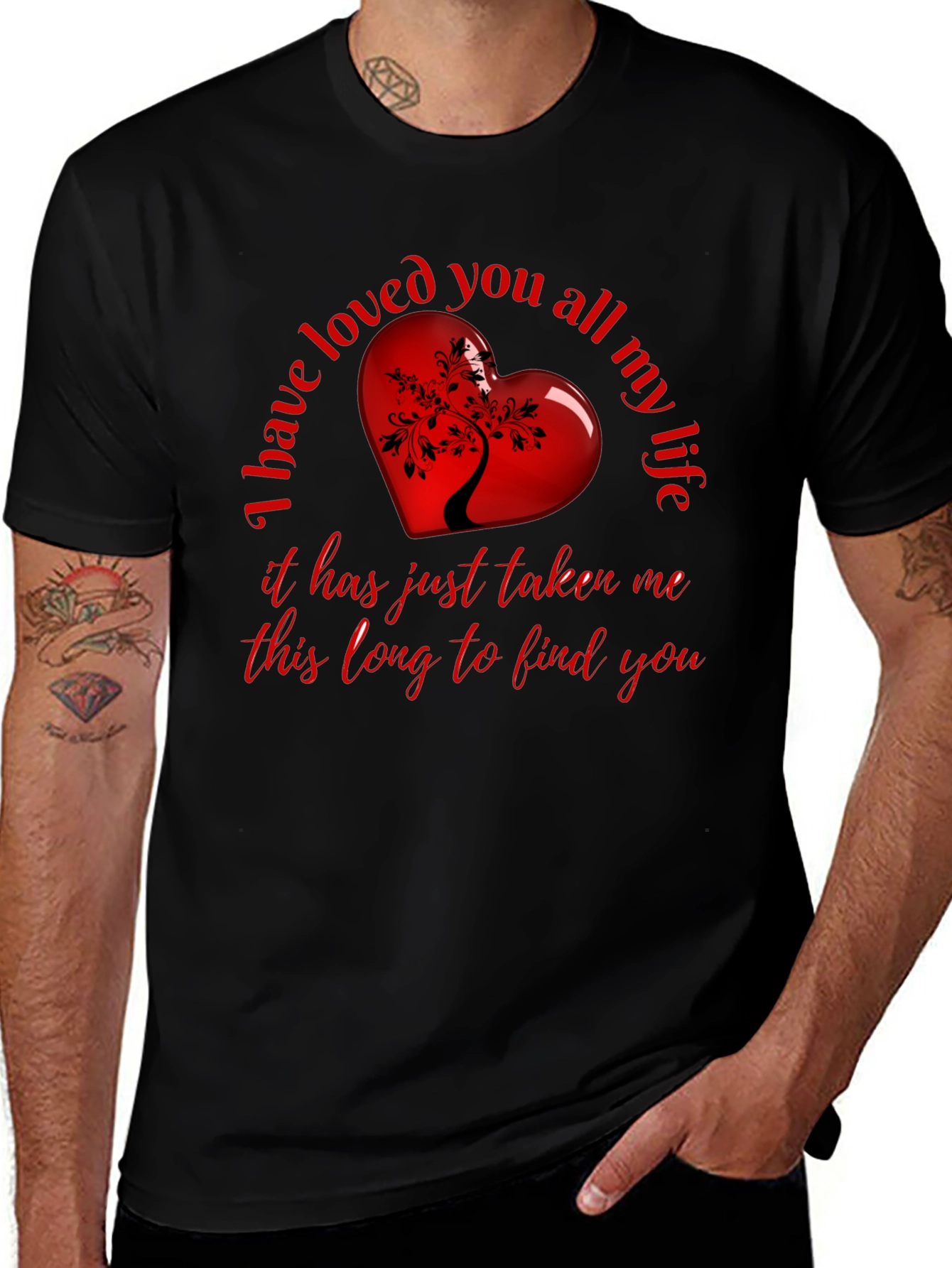 Heart Tree Black T-Shirt - Love Saying