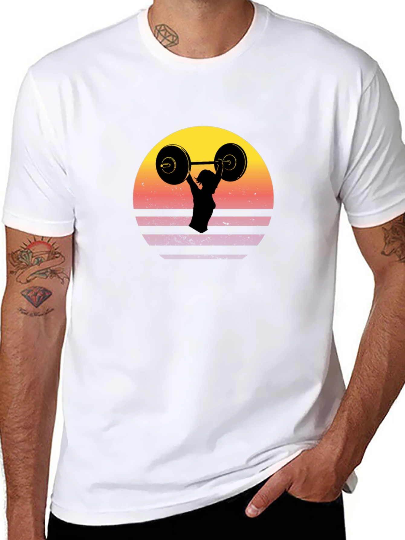 Retro Sunset Barbell T-Shirt