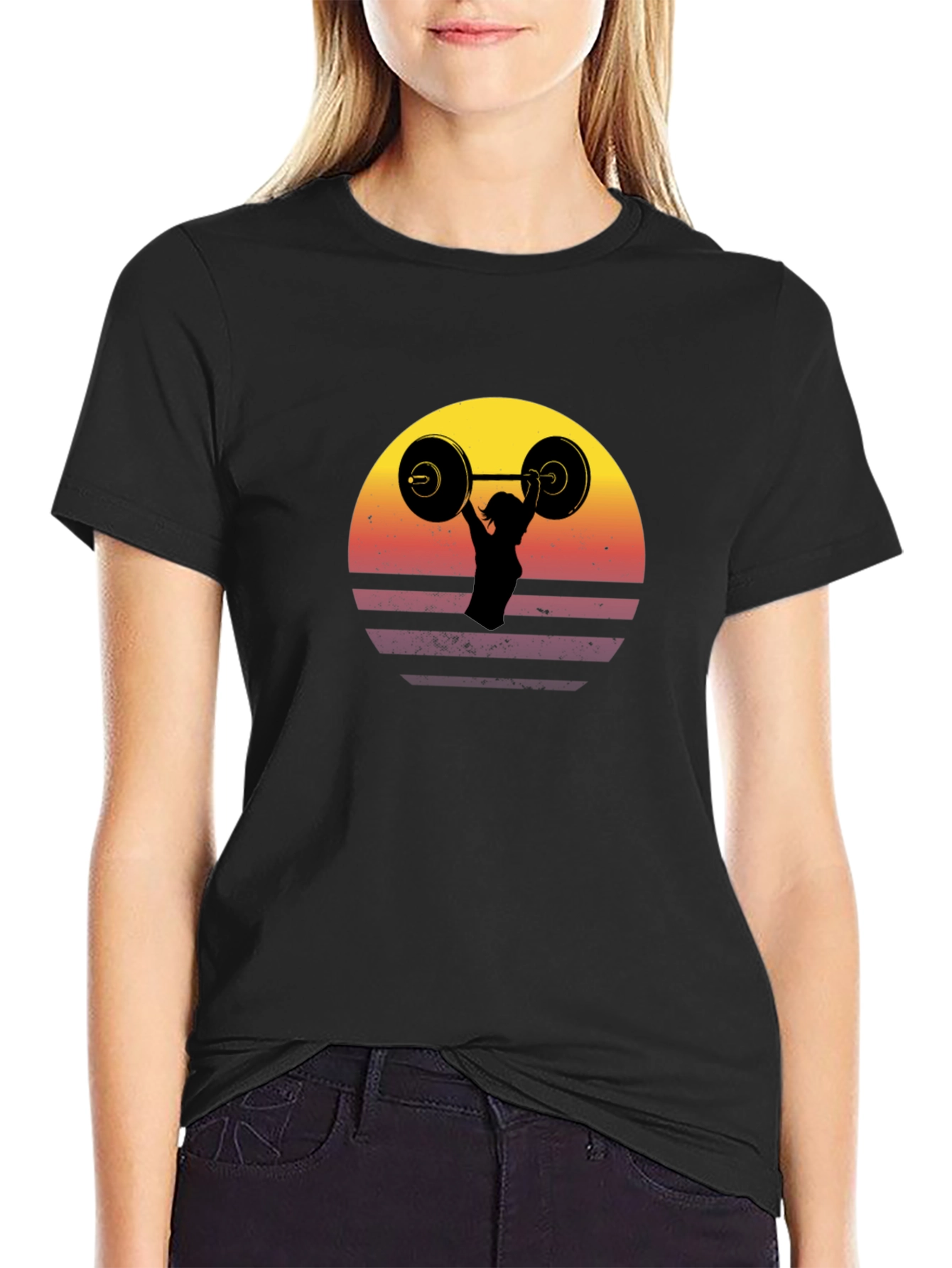 Retro Sunset Barbell T-Shirt