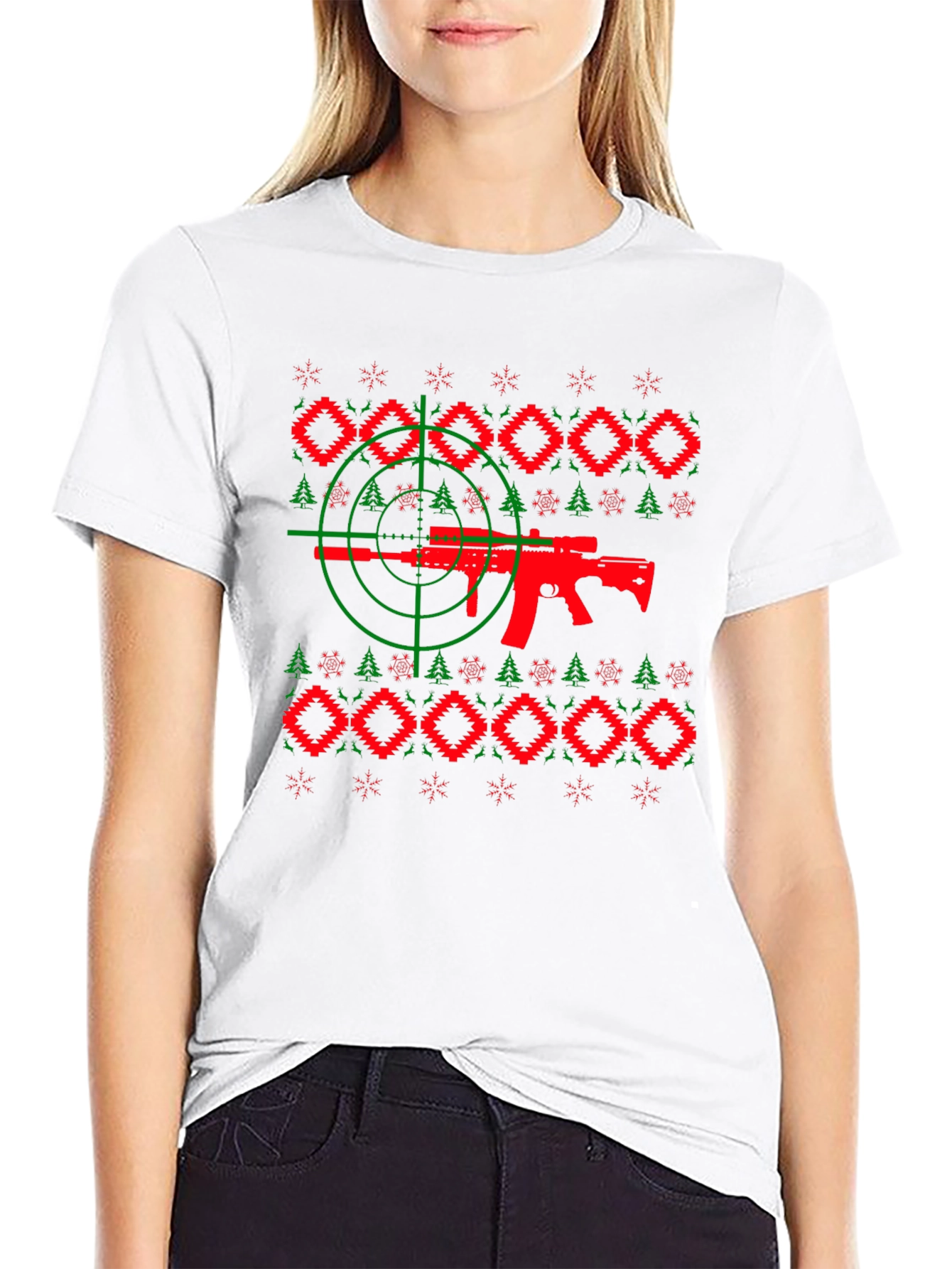 Novelty Gun Christmas Sweater T-Shirt