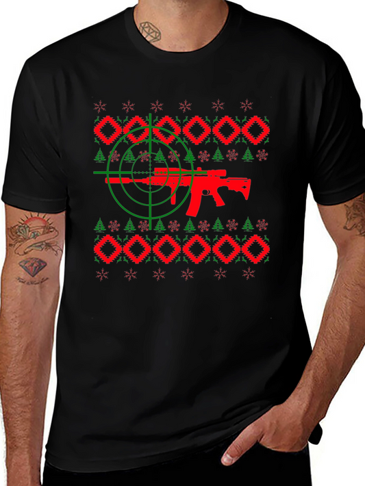 Novelty Gun Christmas Sweater T-Shirt