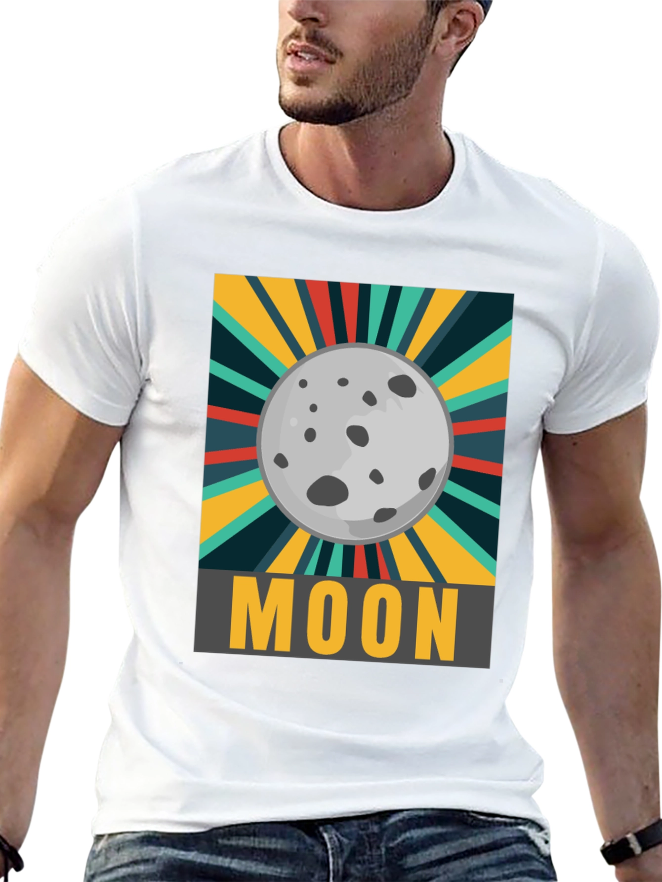 Moon Graphic T-Shirt - Retro Space Design