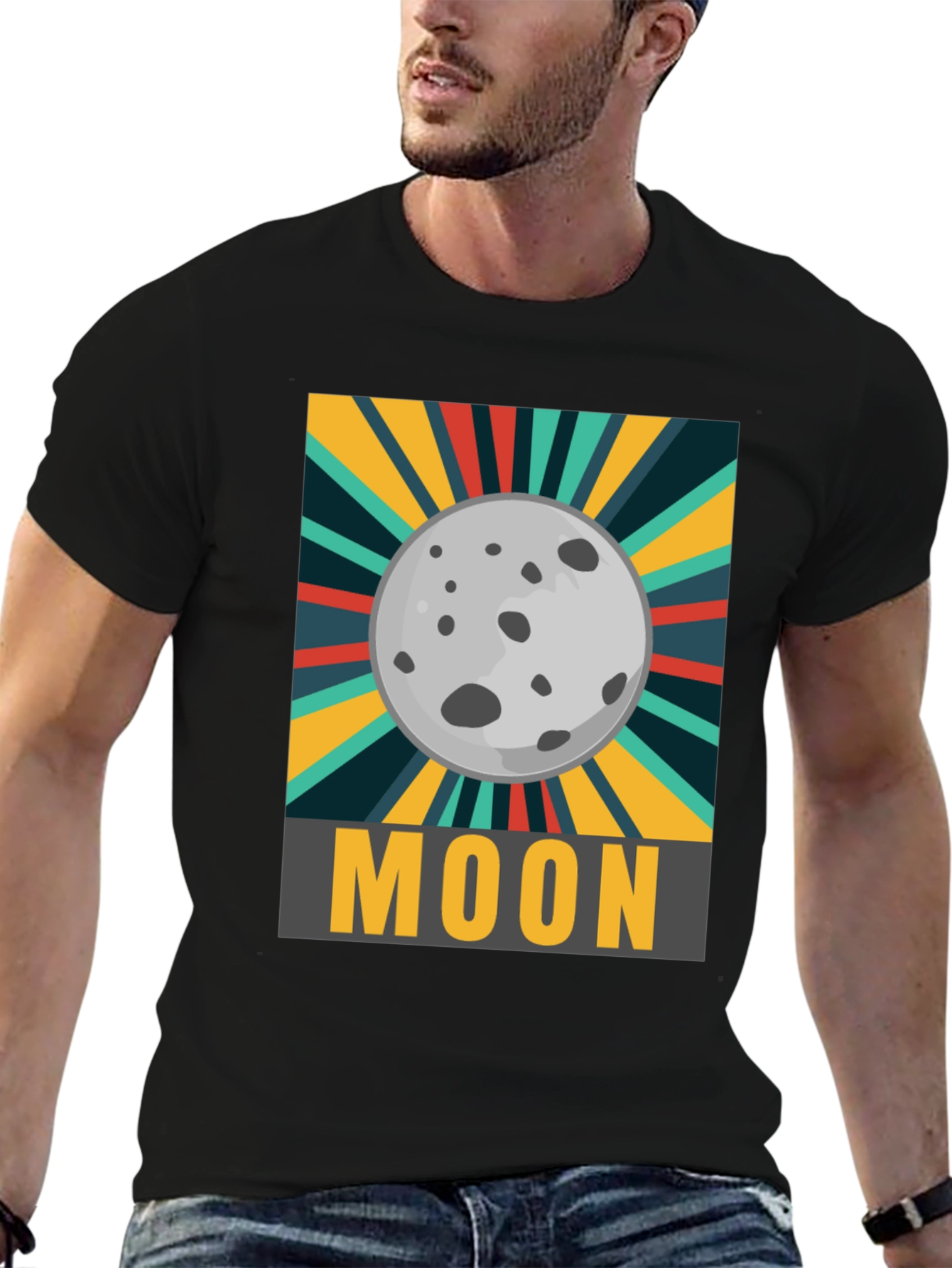 Moon Graphic T-Shirt - Retro Space Design