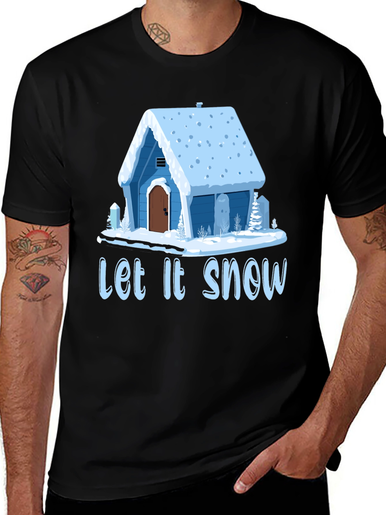 Let It Snow Cabin Graphic T-Shirt