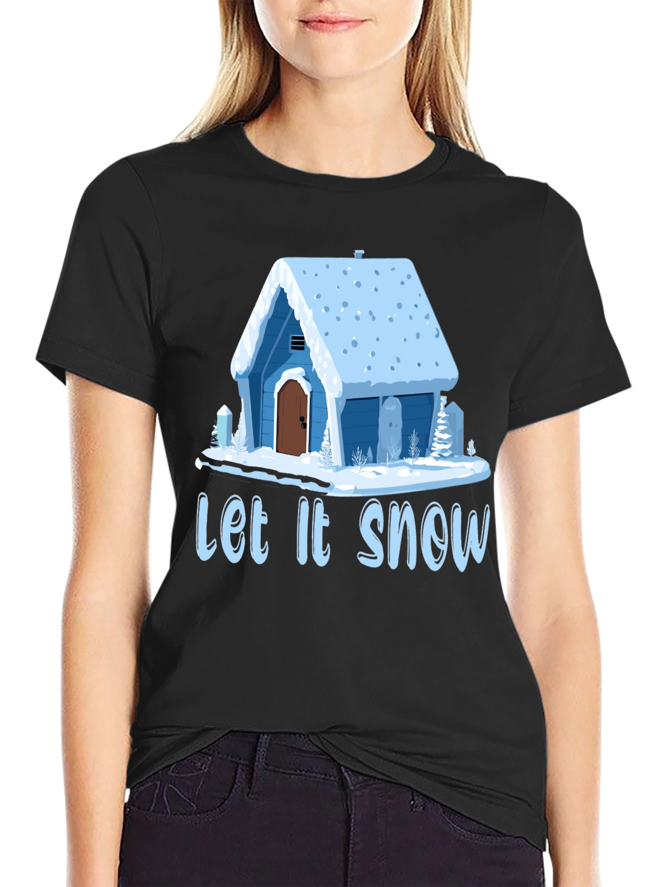 Let It Snow Cabin Graphic T-Shirt