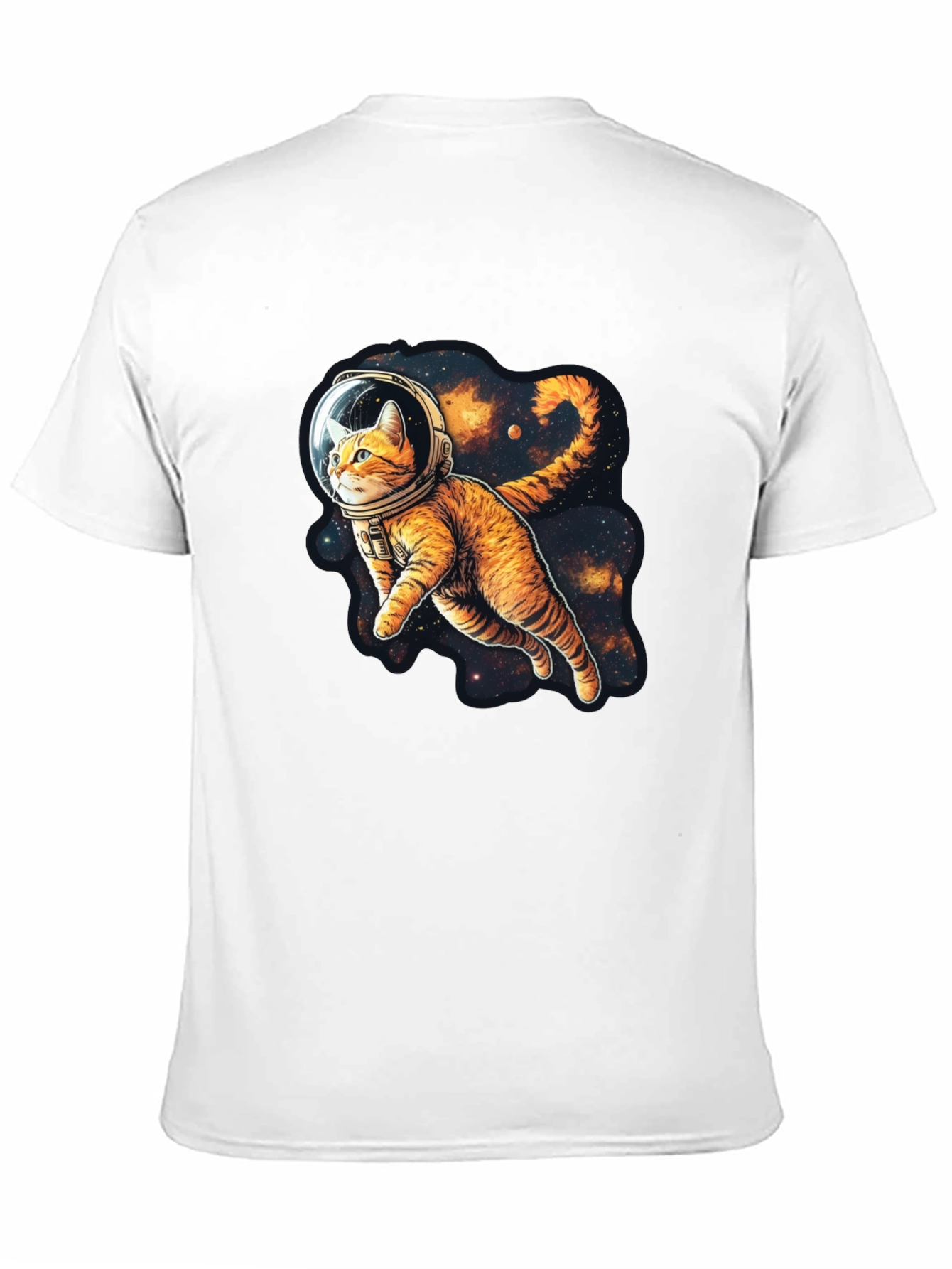 Cosmic Cat Black T-Shirt - Space Explorer