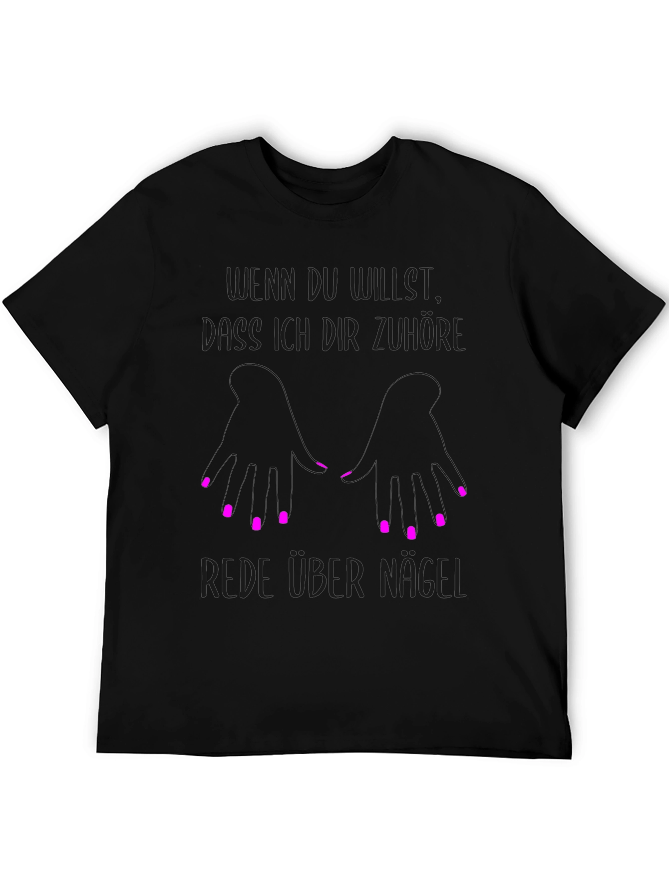 Black T-Shirt Funny German Nail Design