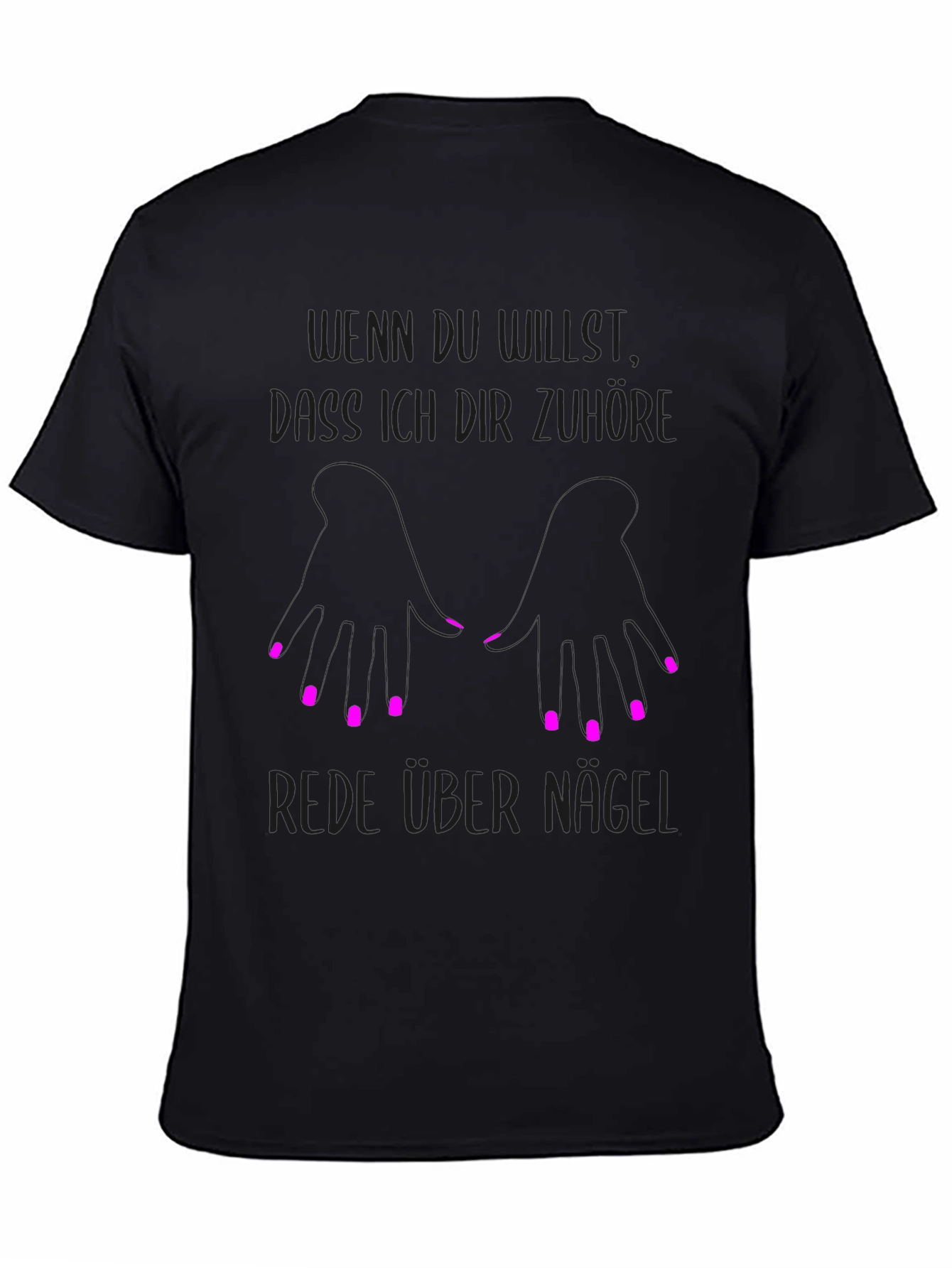 Black T-Shirt Funny German Nail Design