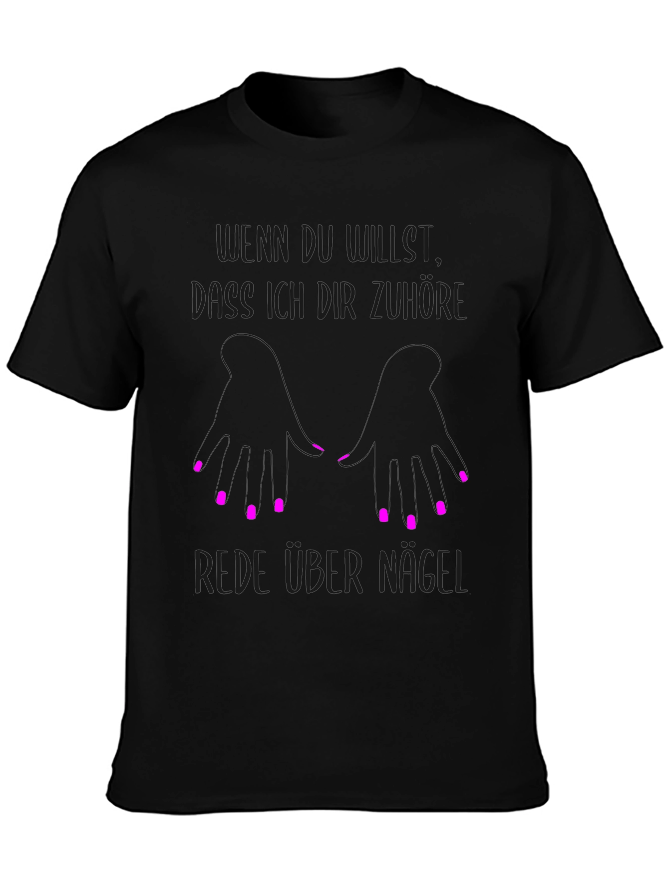Black T-Shirt Funny German Nail Design
