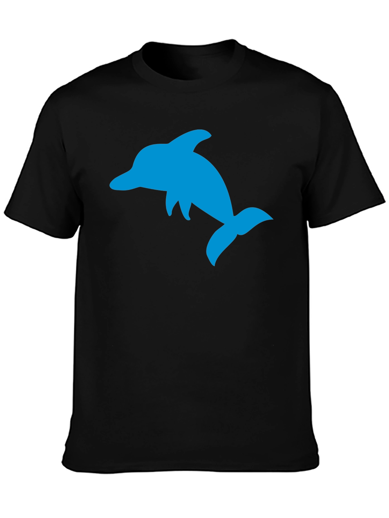 Black T-Shirt with Blue Dolphin Graphic