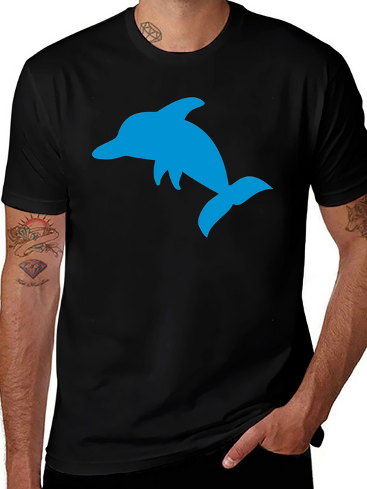 Black T-Shirt with Blue Dolphin Graphic
