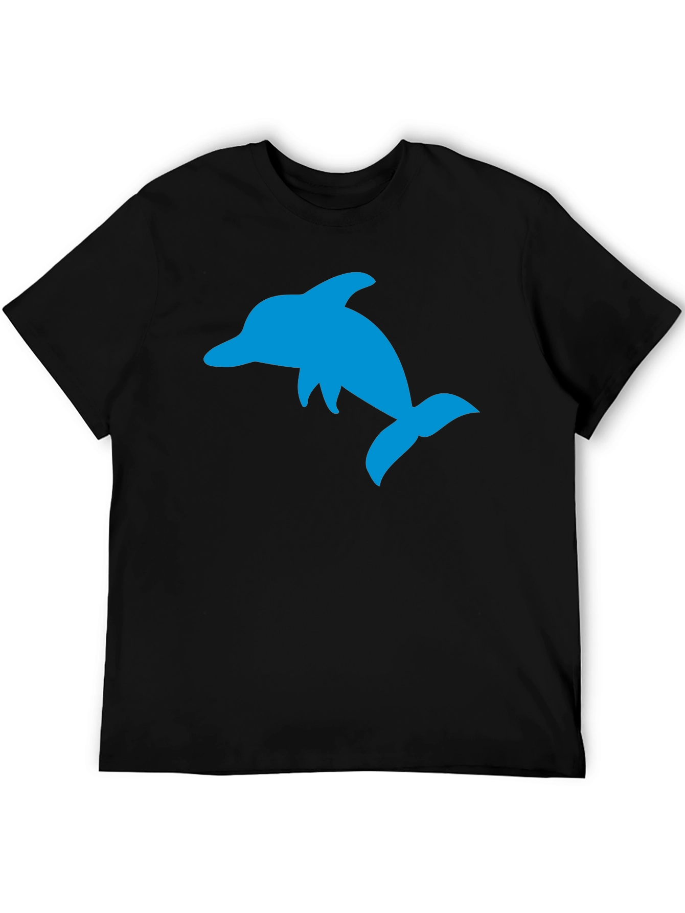 Black T-Shirt with Blue Dolphin Graphic