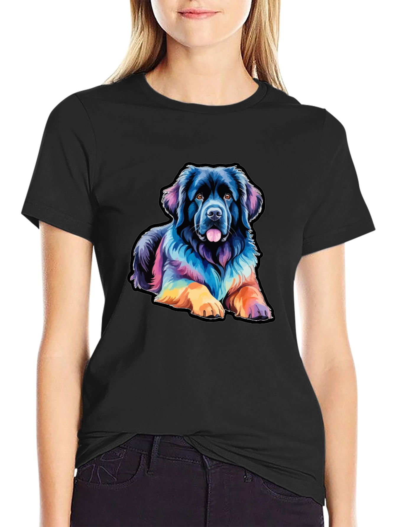 Colorful Dog Graphic T-Shirt