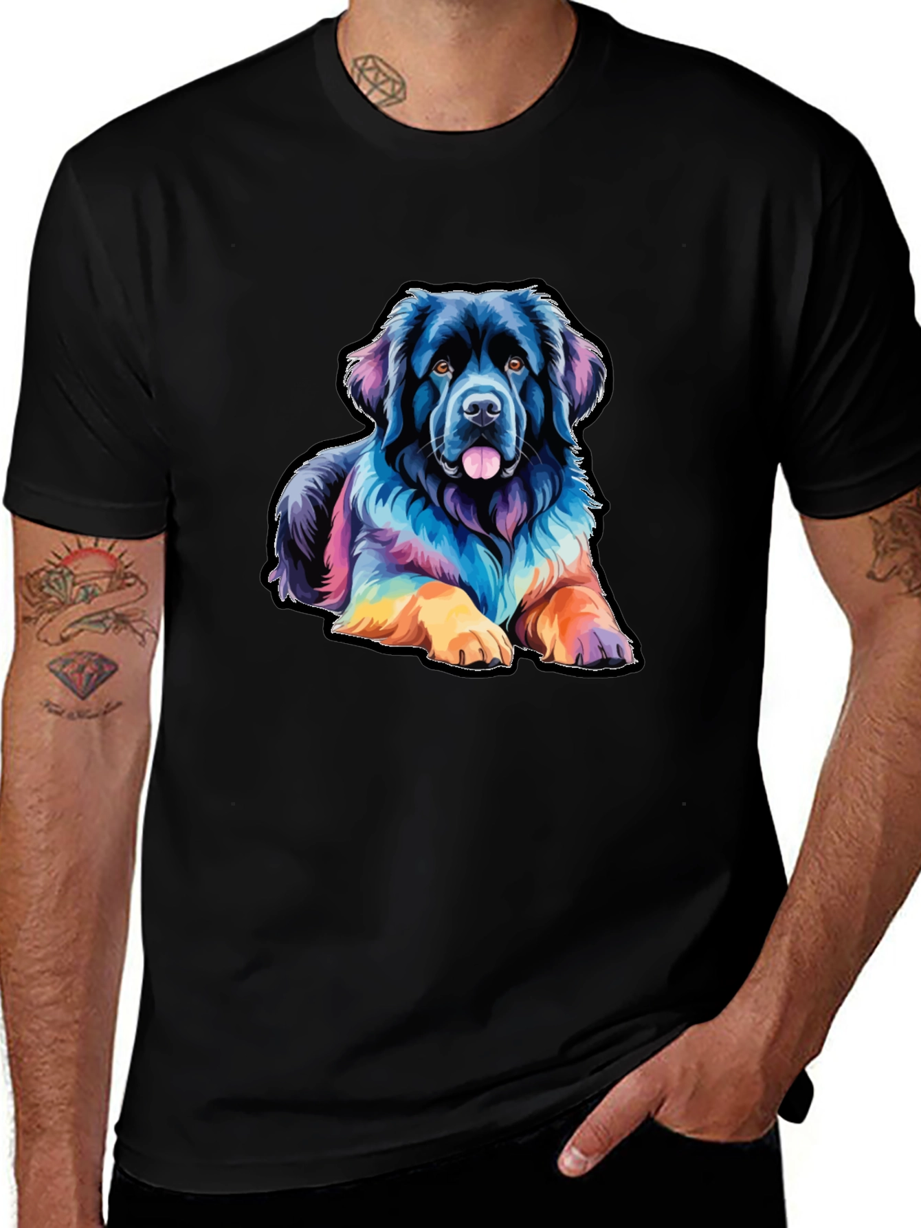 Colorful Dog Graphic T-Shirt