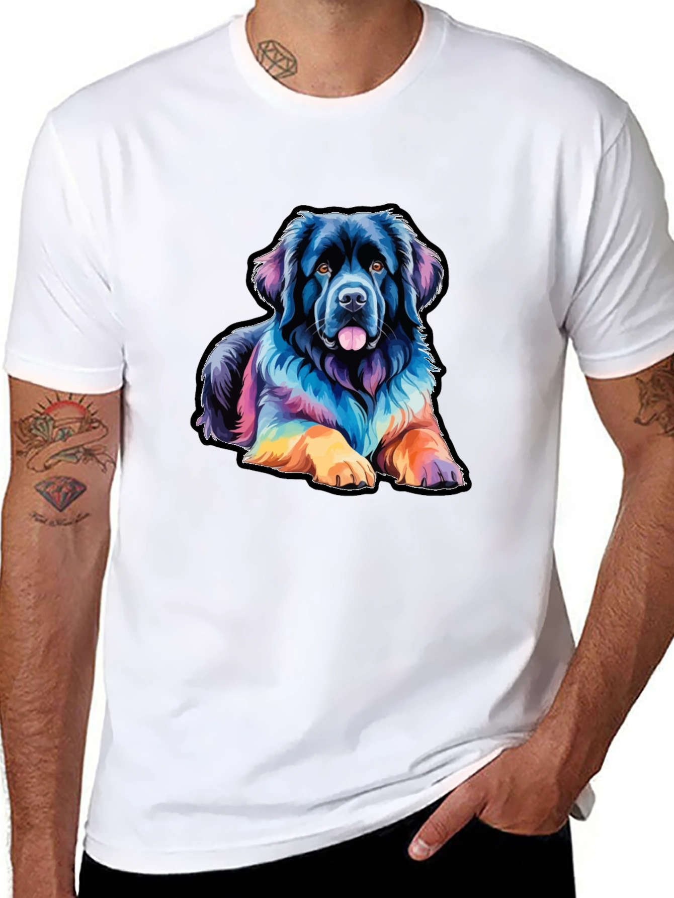 Colorful Dog Graphic T-Shirt
