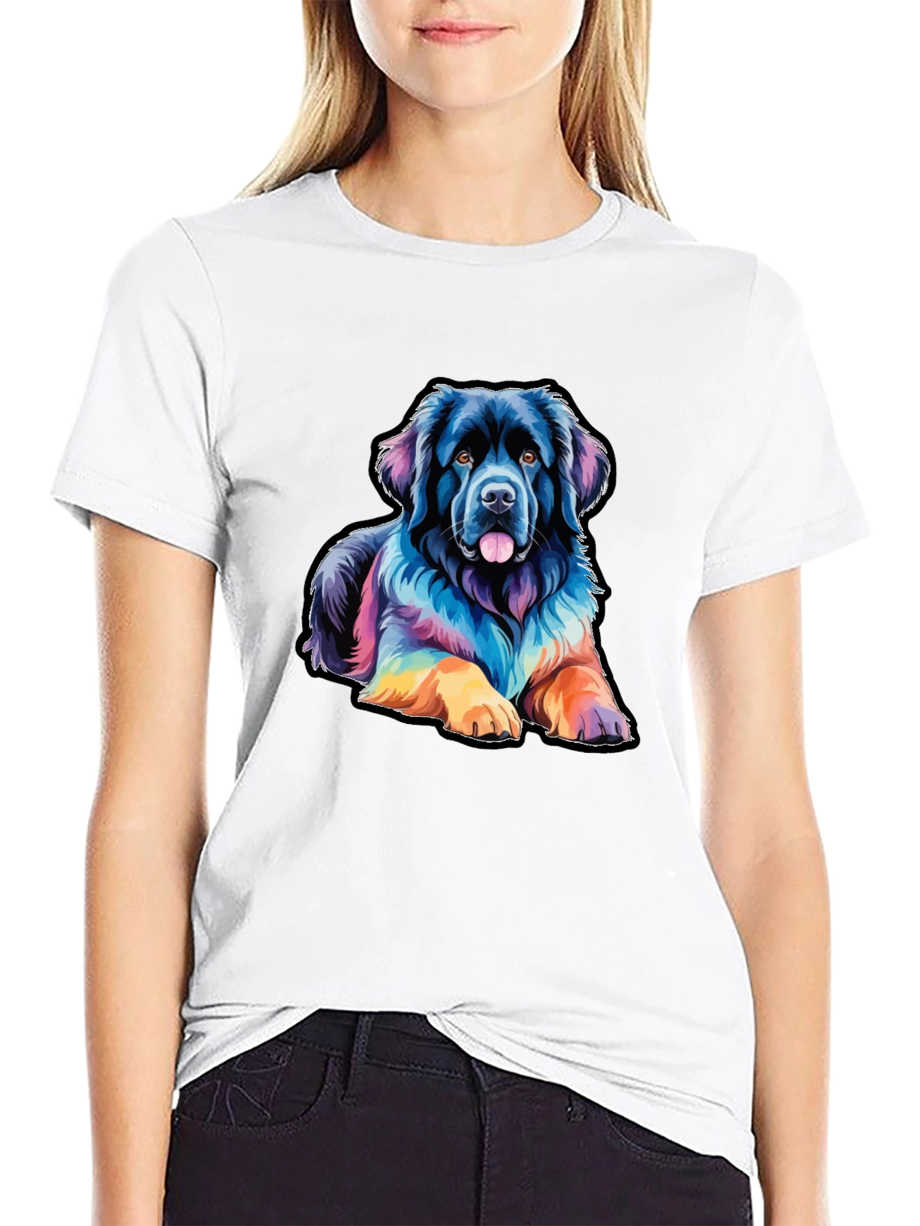 Colorful Dog Graphic T-Shirt