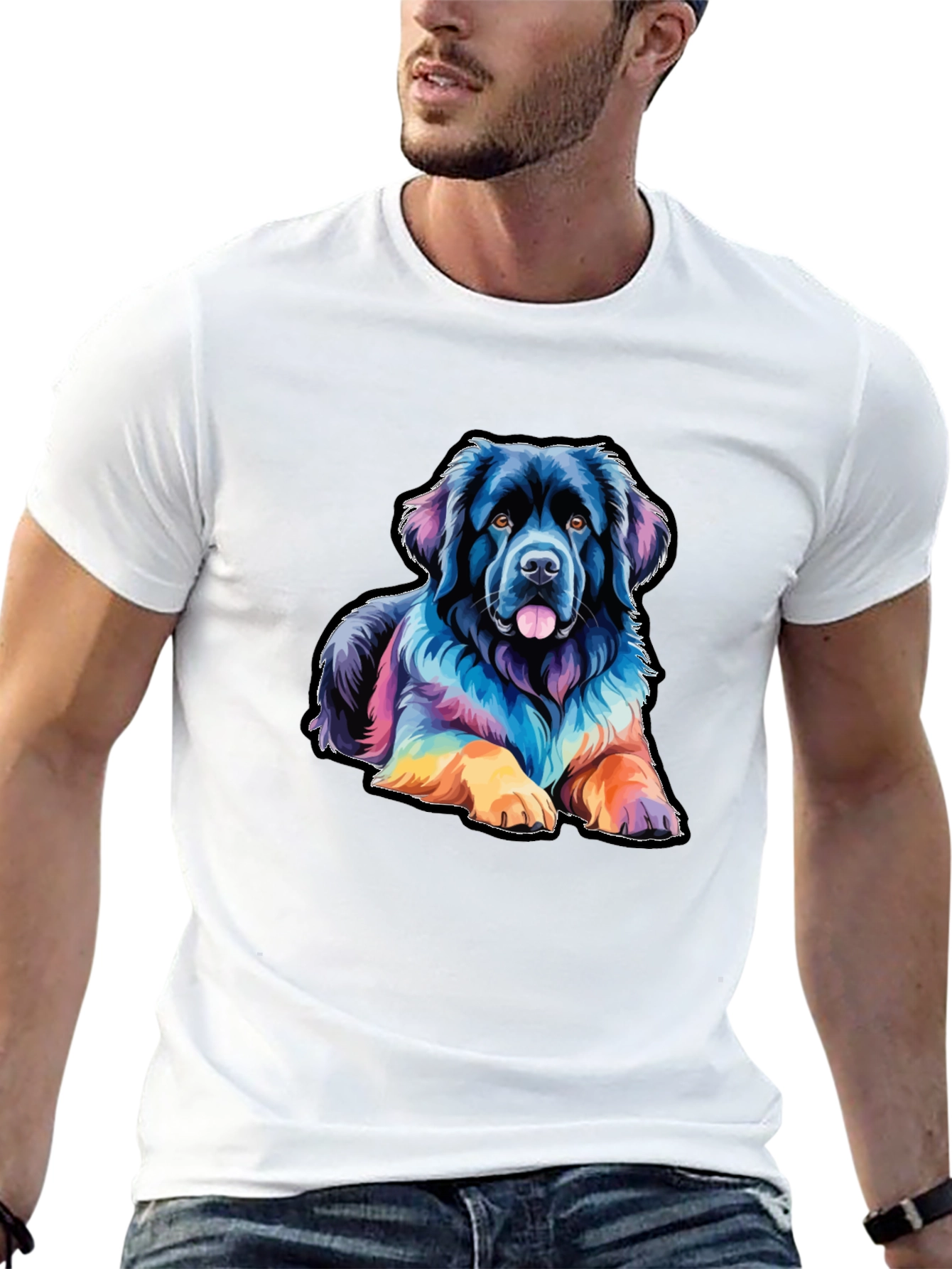 Colorful Dog Graphic T-Shirt