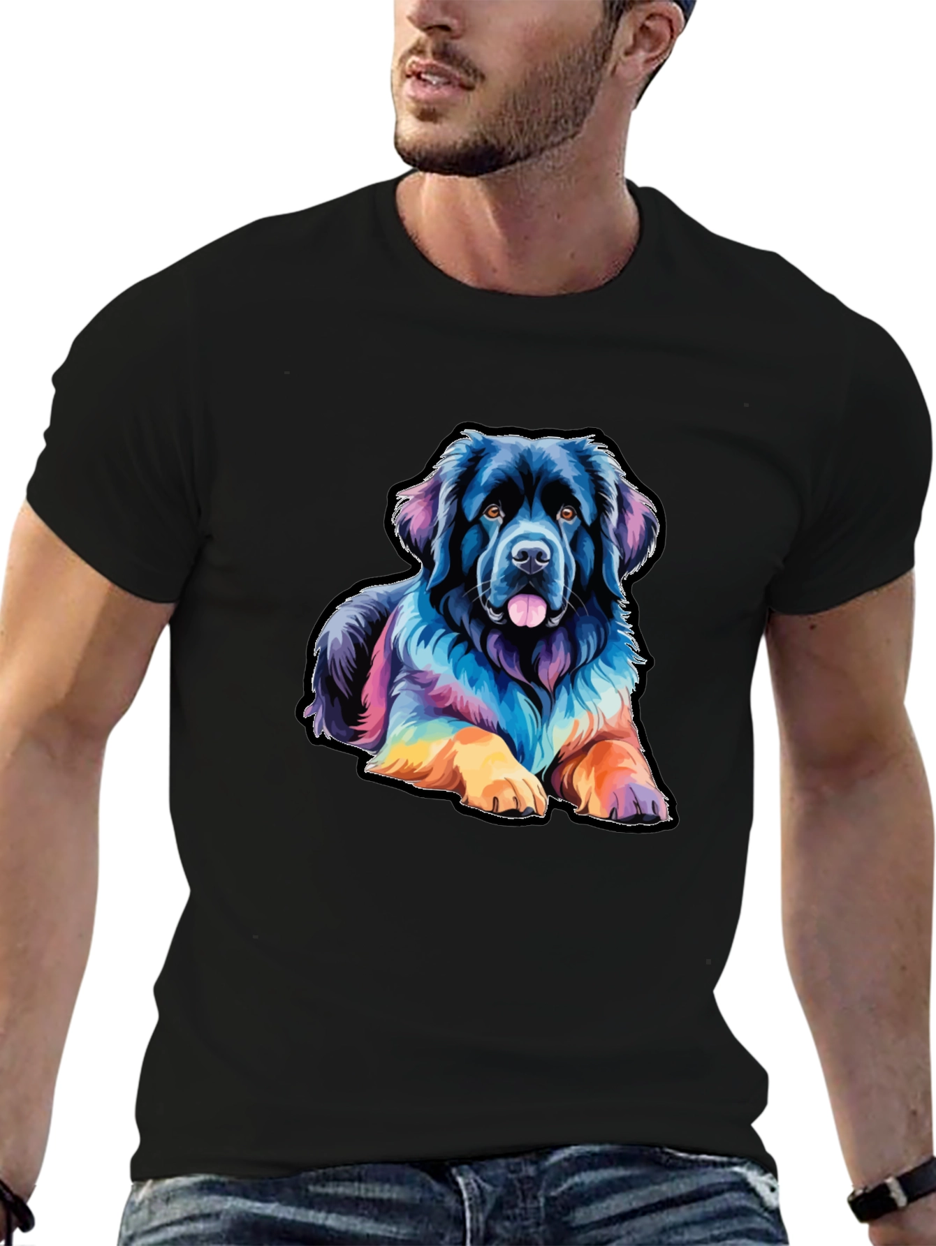 Colorful Dog Graphic T-Shirt