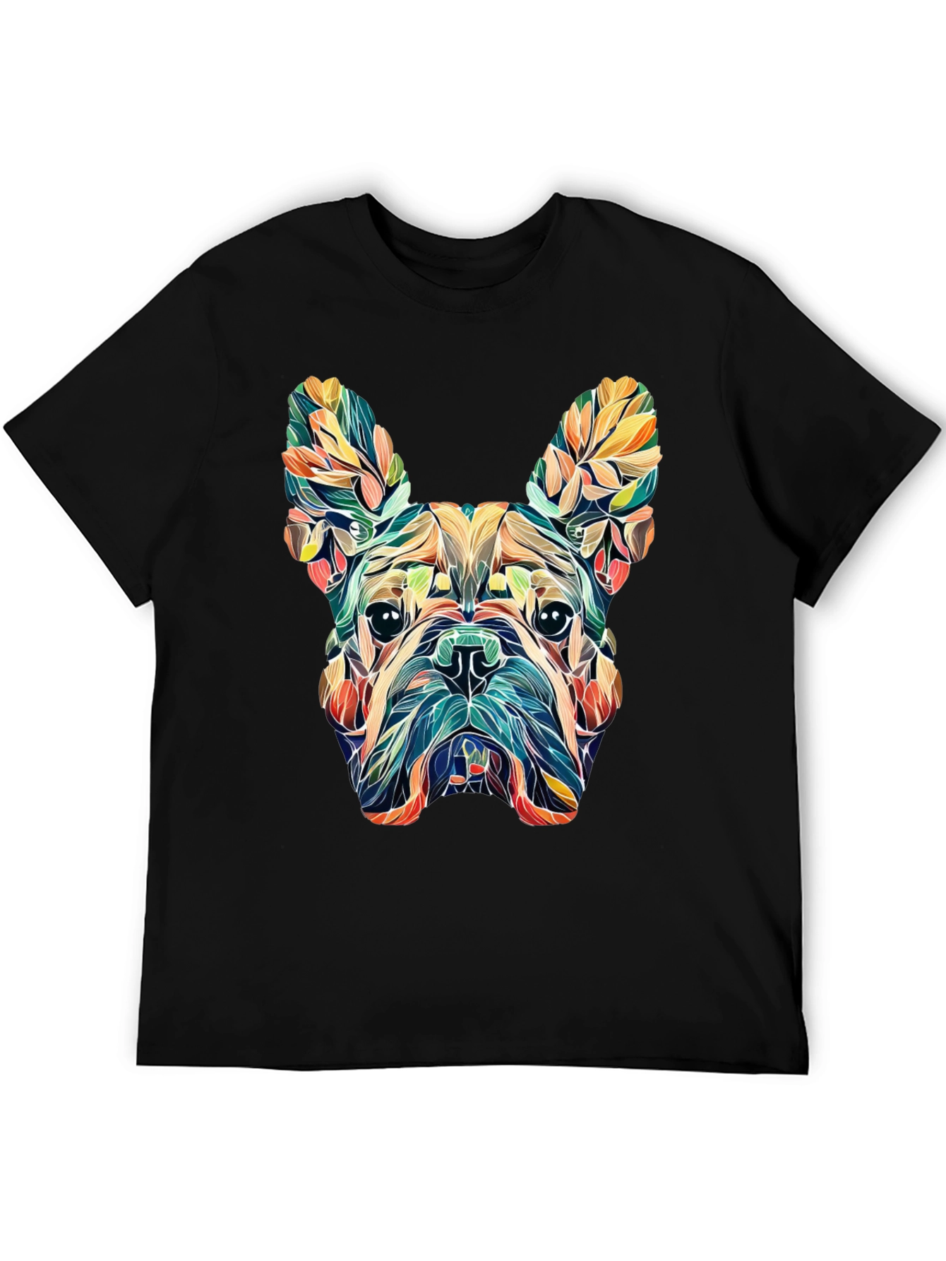 Floral French Bulldog Graphic Tee - Black