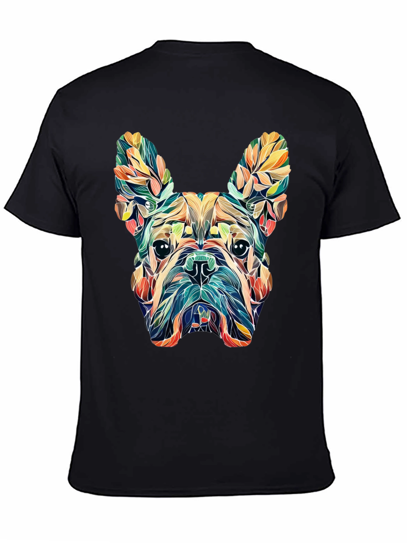 Floral French Bulldog Graphic Tee - Black