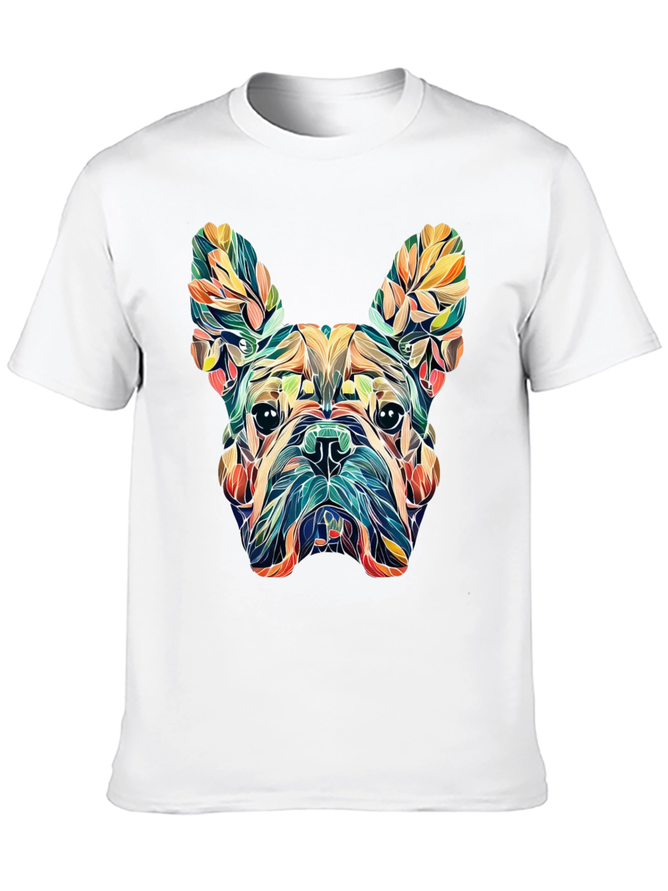 Floral French Bulldog Graphic Tee - Black