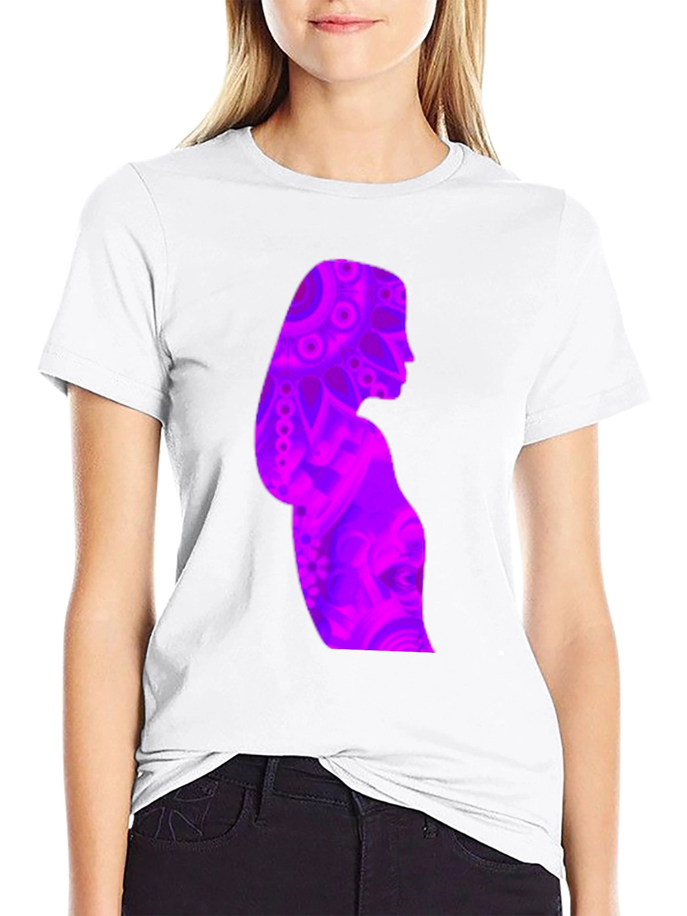 Woman Silhouette Graphic Print Black T-Shirt
